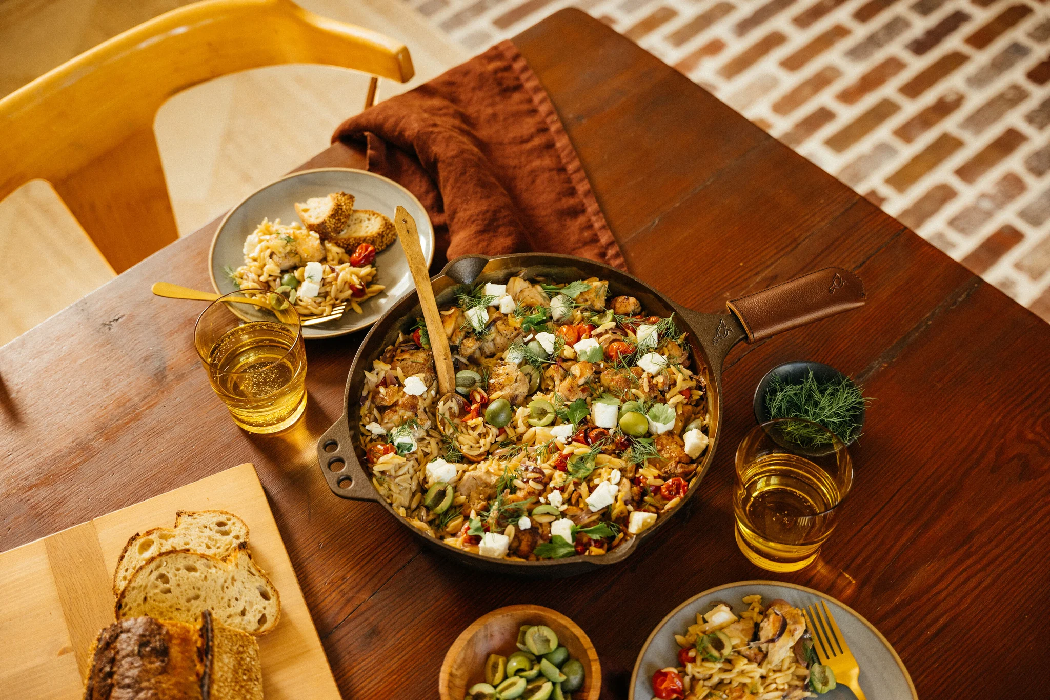 chicken orzo skillet